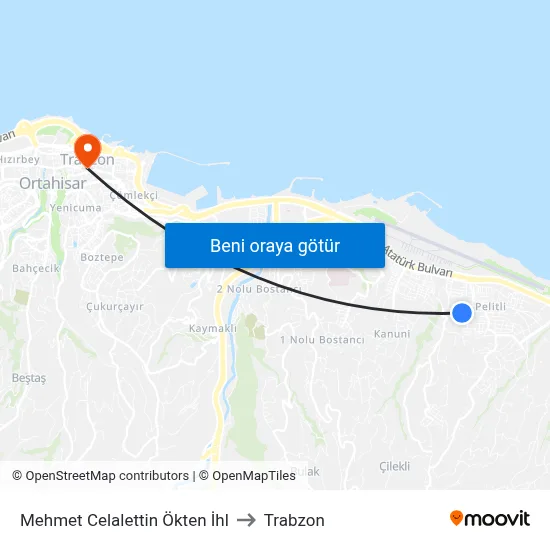 Mehmet Celalettin Ökten İhl to Trabzon map