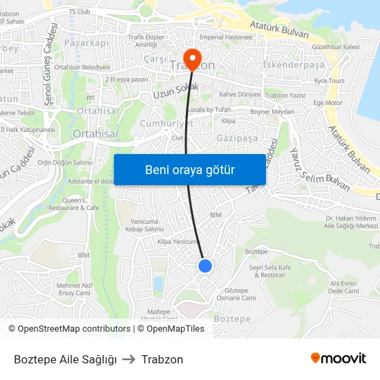 Boztepe Aile Sağlığı to Trabzon map