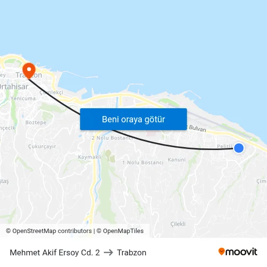 Mehmet Akif Ersoy Cd. 2 to Trabzon map