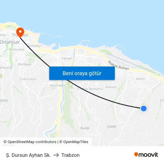 Ş. Dursun Ayhan Sk. to Trabzon map