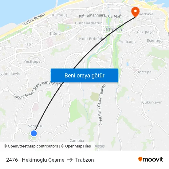 2476 - Hekimoğlu Çeşme to Trabzon map