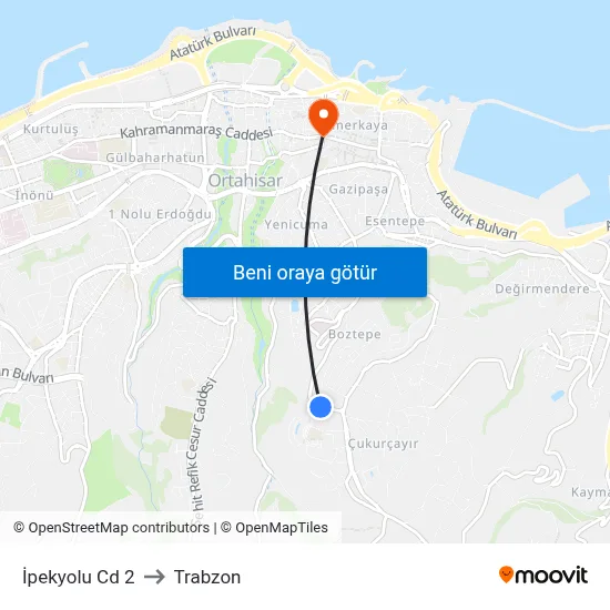 İpekyolu Cd 2 to Trabzon map