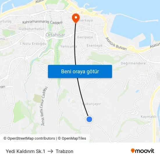 Yedi Kaldırım Sk.1 to Trabzon map