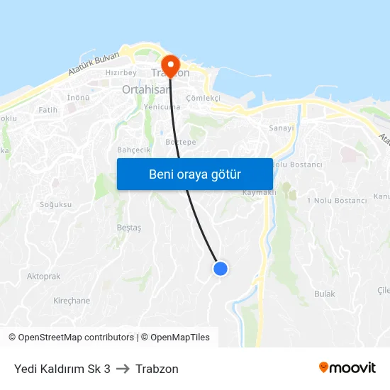 Yedi Kaldırım Sk 3 to Trabzon map