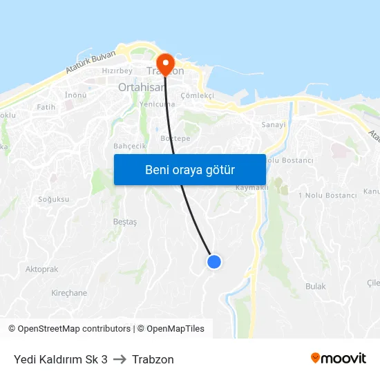 Yedi Kaldırım Sk 3 to Trabzon map
