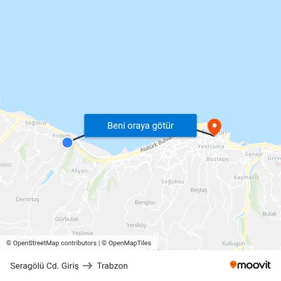 Seragölü Cd. Giriş to Trabzon map