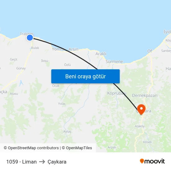 1059 - Liman to Çaykara map