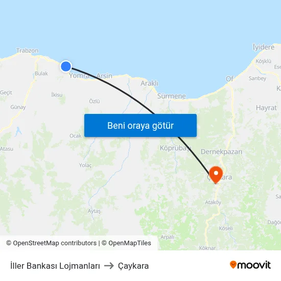 İller Bankası Lojmanları to Çaykara map