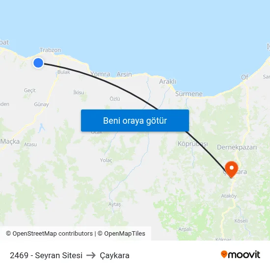2469 - Seyran Sitesi to Çaykara map