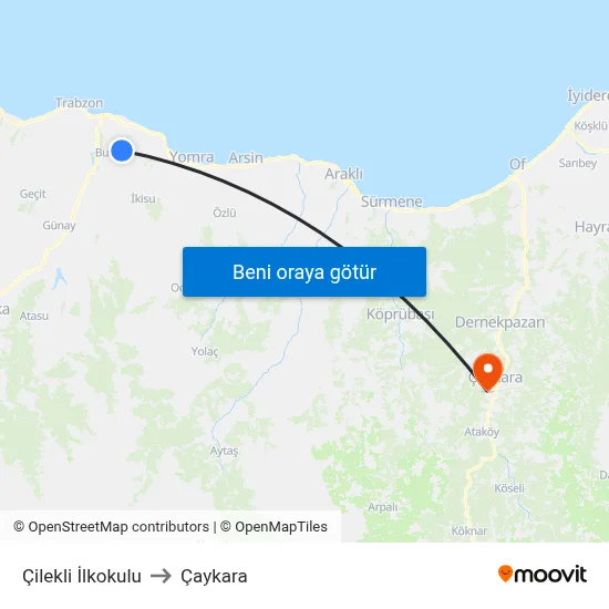 Çilekli İlkokulu to Çaykara map