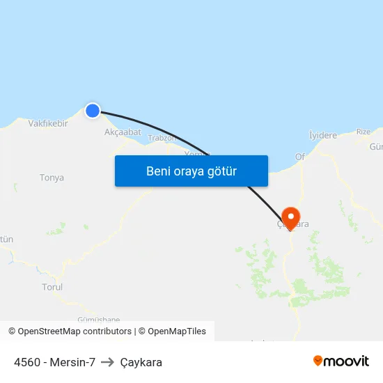 4560 - Mersin-7 to Çaykara map
