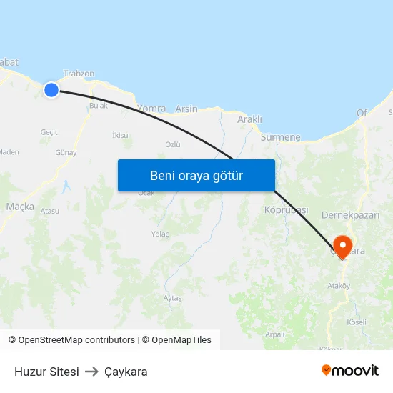 Huzur Sitesi to Çaykara map