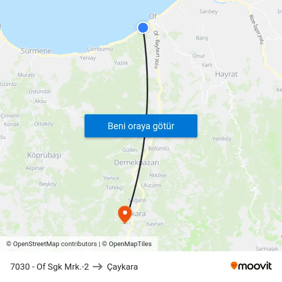 7030 - Of Sgk Mrk.-2 to Çaykara map