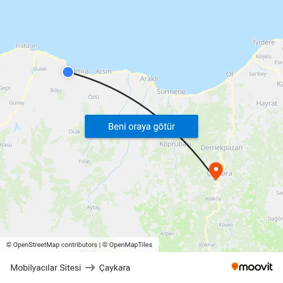 Mobilyacılar Sitesi to Çaykara map