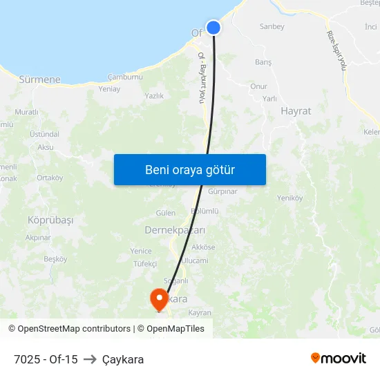 7025 - Of-15 to Çaykara map