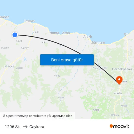 1206 Sk. to Çaykara map