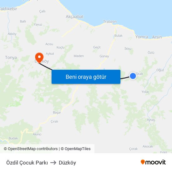 Özdil Çocuk Parkı to Düzköy map