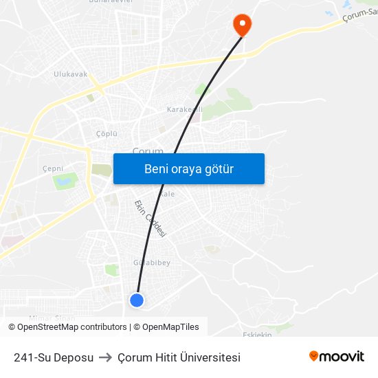 241-Su Deposu to Çorum Hitit Üniversitesi map