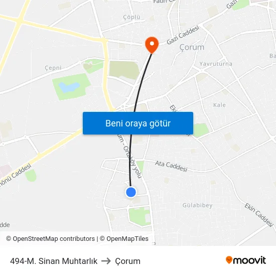 494-M. Sinan Muhtarlık to Çorum map