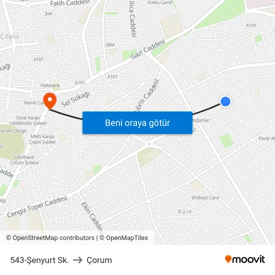 543-Şenyurt Sk. to Çorum map