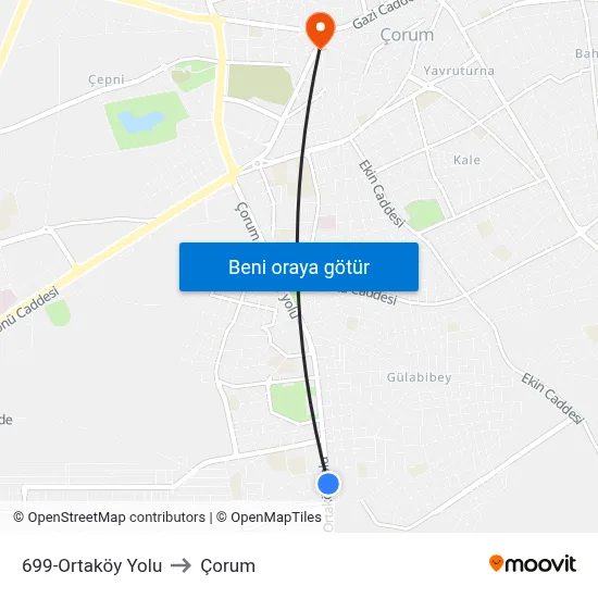 699-Ortaköy Yolu to Çorum map
