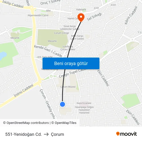 551-Yenidoğan Cd. to Çorum map