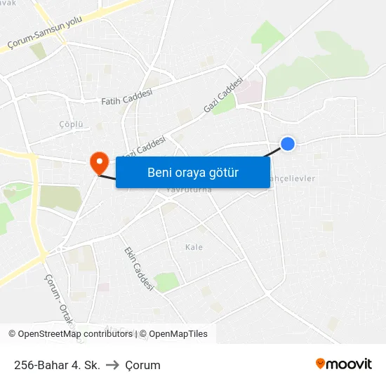256-Bahar 4. Sk. to Çorum map