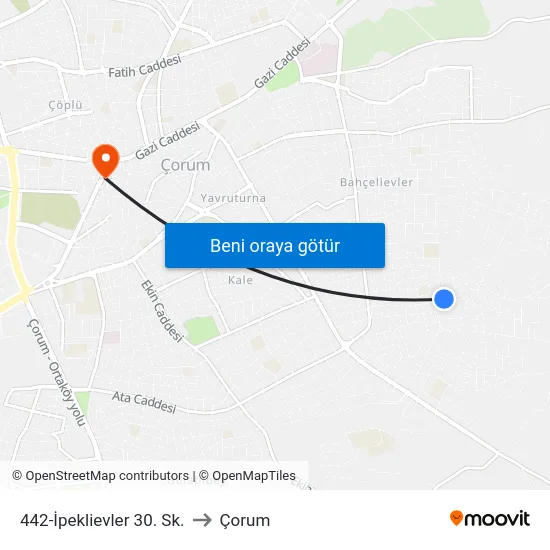 442-İpeklievler 30. Sk. to Çorum map