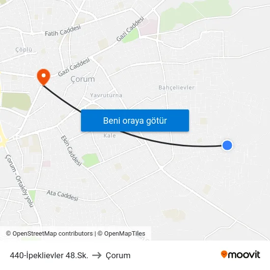 440-İpeklievler 48.Sk. to Çorum map