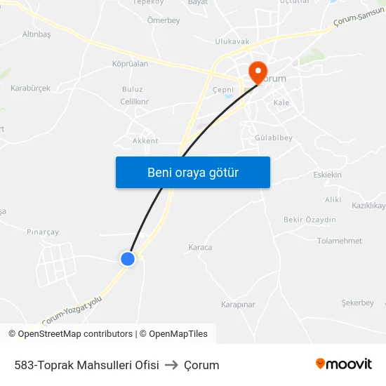 583-Toprak Mahsulleri Ofisi to Çorum map