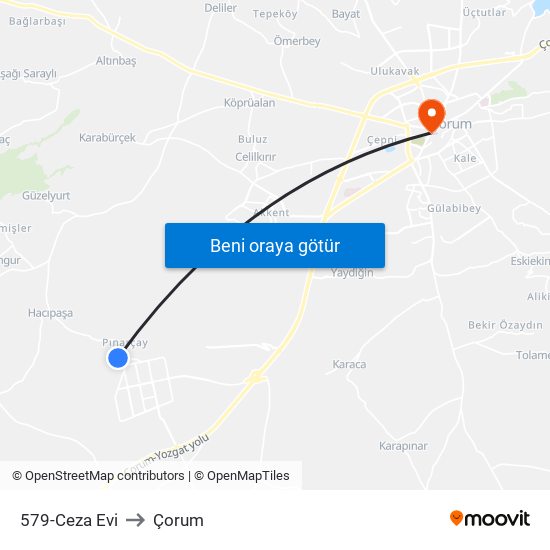 579-Ceza Evi to Çorum map
