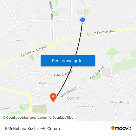 556-Buhara Kız İhl to Çorum map
