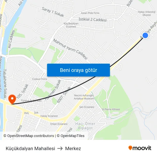 Küçükdalyan Mahallesi to Merkez map