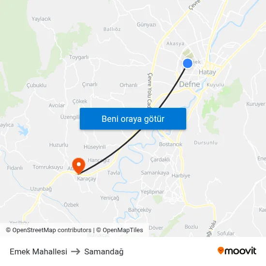 Emek Mahallesi to Samandağ map