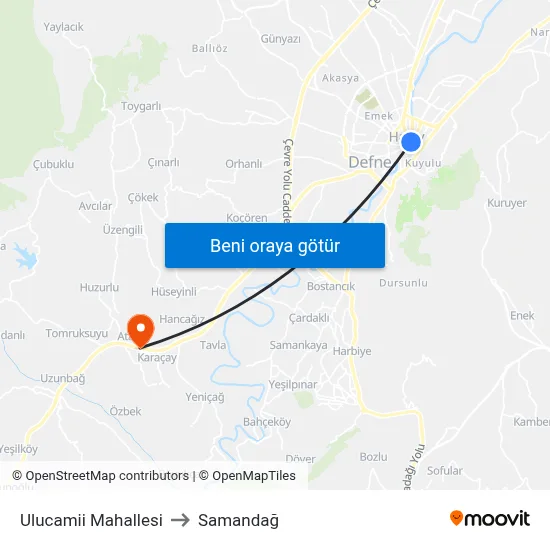 Ulucamii Mahallesi to Samandağ map