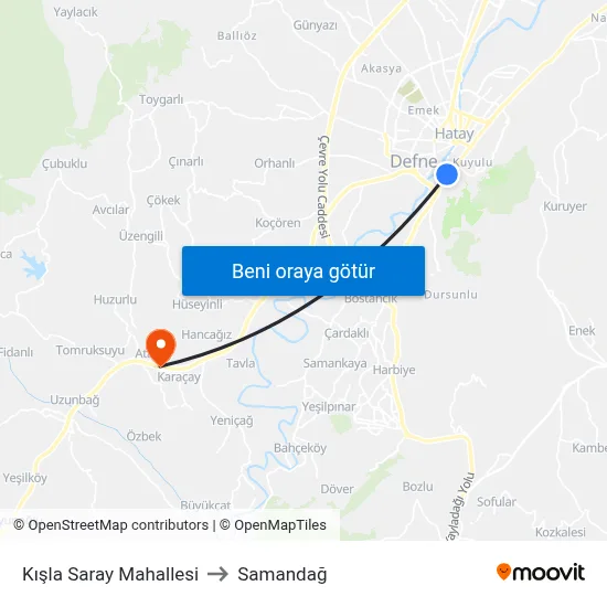Kışla Saray Mahallesi to Samandağ map