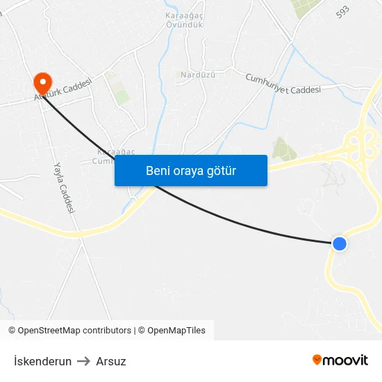 İskenderun to Arsuz map