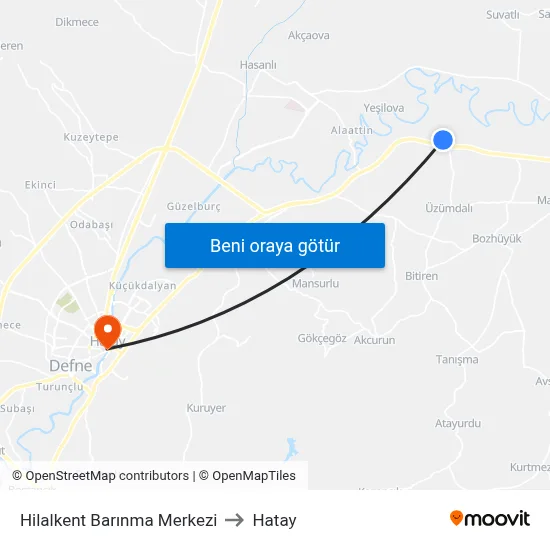 Hilalkent Barınma Merkezi to Hatay map