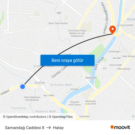 Samandağ Caddesi 8 to Hatay map