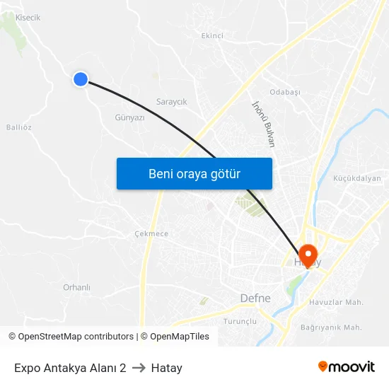 Expo Antakya Alanı 2 to Hatay map