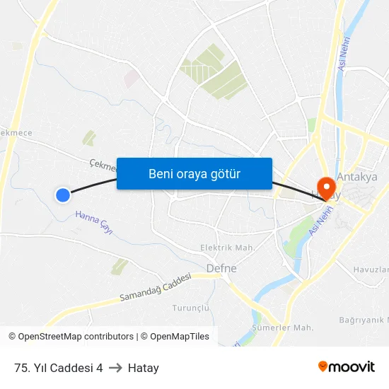 75. Yıl Caddesi 4 to Hatay map