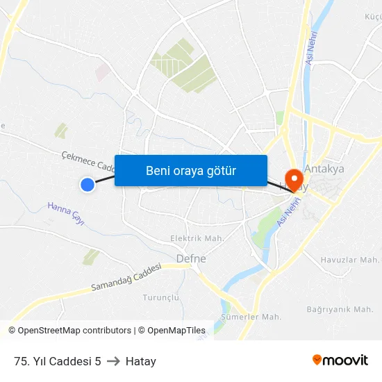 75. Yıl Caddesi 5 to Hatay map