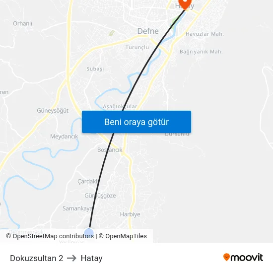 Dokuzsultan 2 to Hatay map