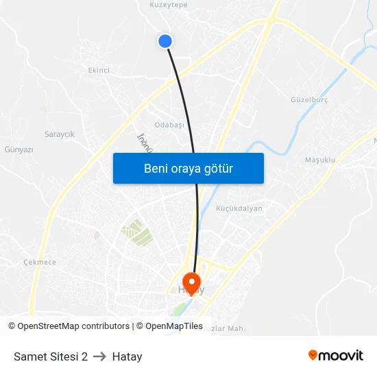 Samet Sitesi 2 to Hatay map