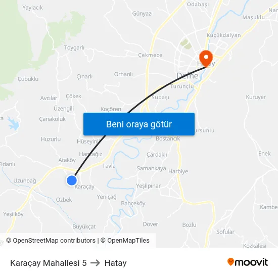 Karaçay Mahallesi 5 to Hatay map