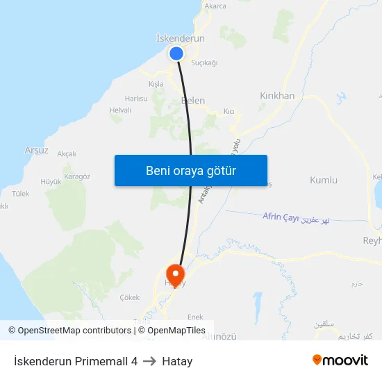 İskenderun Primemall 4 to Hatay map