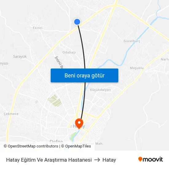 Hatay Eğitim Ve Araştırma Hastanesi to Hatay map