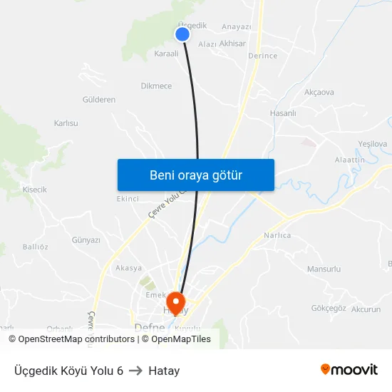 Üçgedik Köyü Yolu 6 to Hatay map
