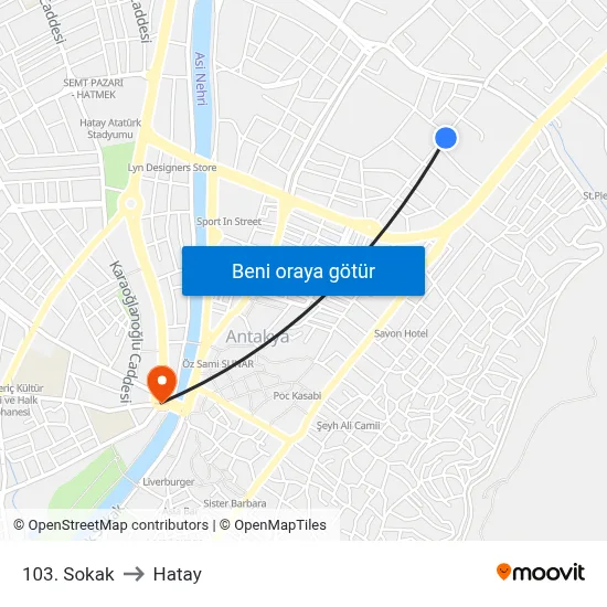 103. Sokak to Hatay map