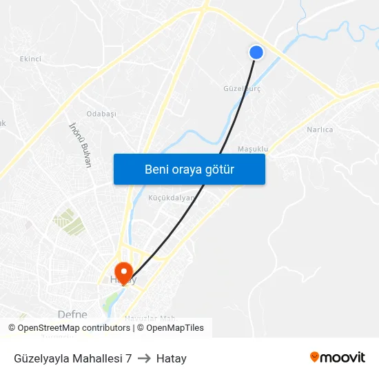 Güzelyayla Mahallesi 7 to Hatay map